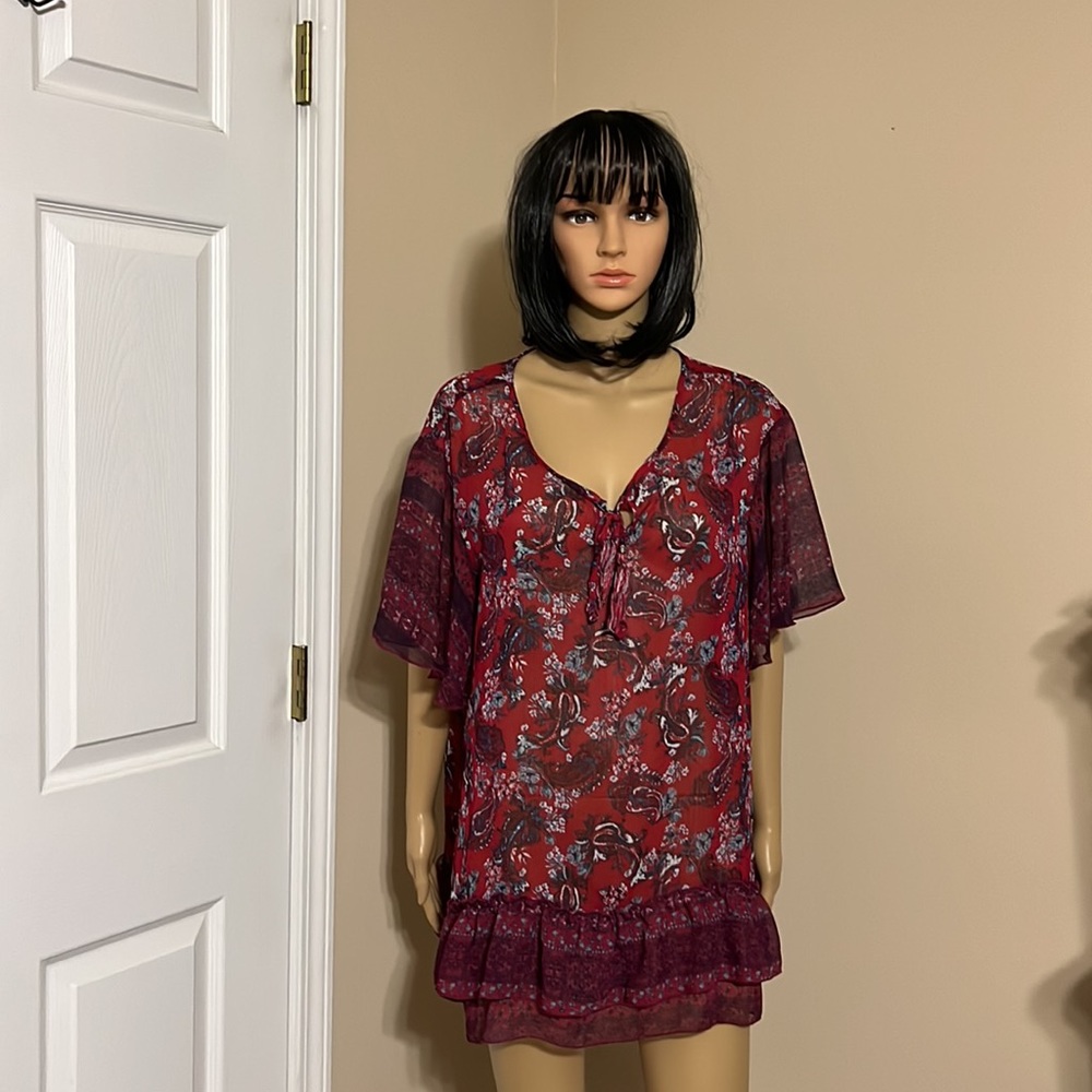 Signature Studio Plus Size Ladies Multicolor Shirt Size 1X See Threw